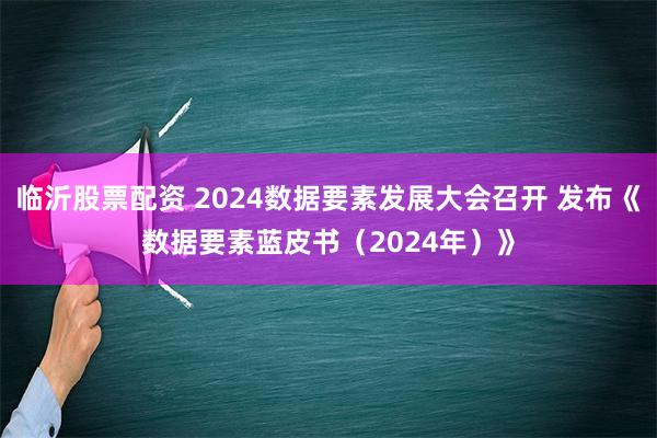 临沂股票配资 2024数据要素发展大会召开 发布《数据要素蓝皮书（2024年）》