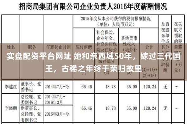 实盘配资平台网址 她和亲西域50年，嫁过三代国王，古稀之年终于荣归故里